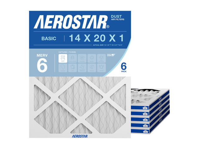 14x20x1 MERV 6 Air Filter, 6 Count, ACTUAL SIZE (13.50 x 19.50 x 0.75), HVAC, Air Conditioning & Furnace Filter for Dust, Lint & Pollen Control...
