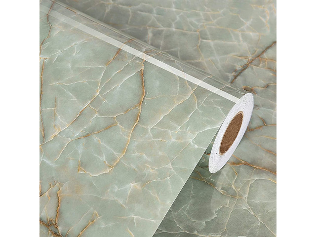 Cyan Marble Contact Paper for Countertops Waterproof Marble Wallpaper Peel and Stick Vinyl Countertop Contact Paper for Cabinets Self Adhesive...