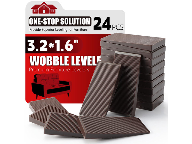 Furniture Leveler 24pcs Kit Size Variety Multi-Purpose Rubber Shim for Leveling Feet Stable Anti-Wobble Pad for Uneven Table, Dresser Leg,...