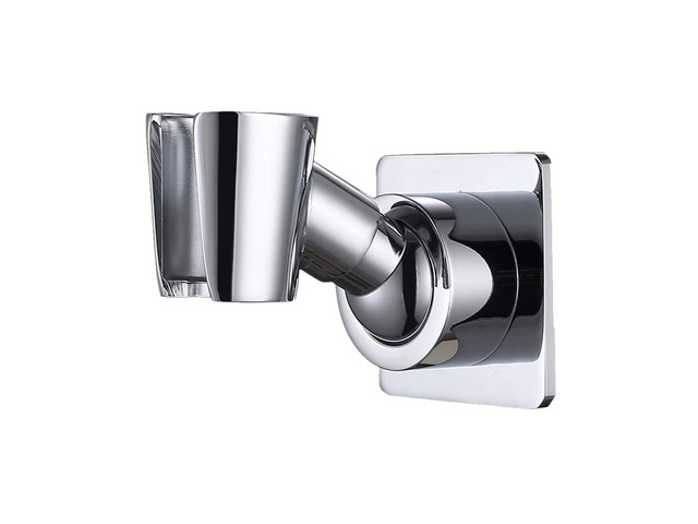 Shower Head Holder, Adjustable Handheld Brass Shower Head Bracket, Wall Mount Holder, Drill Free Glue Installation (Polished Chrome)