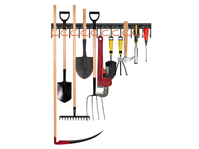 34'' All Metal Garden Tool Organizer Wall Mount Garage Organizers and Storage with Hooks Tool Hangers for Shed