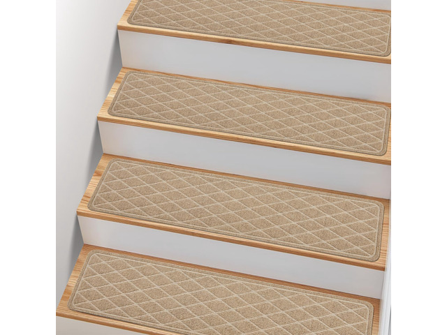 Non Slip Stair Treads for Wooden Steps,15 Pack 8' X 30' Stairs Carpet Treads Indoor with Reusable Peel and Stick Adhesive for Kids Elders and...