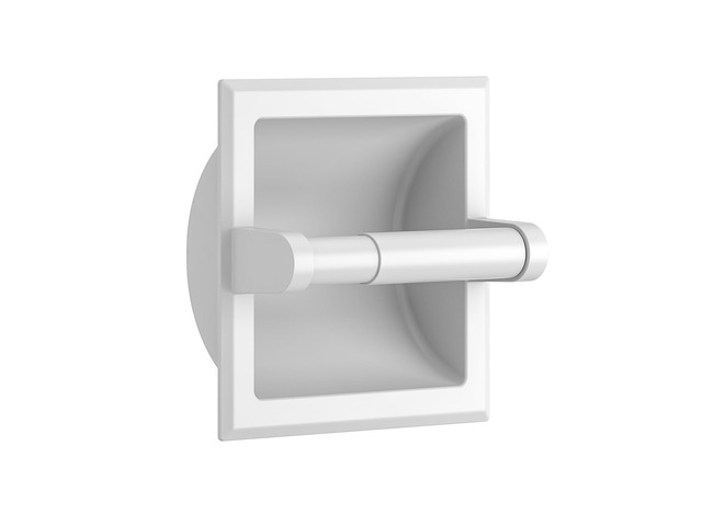 Recessed Toilet Paper Holder for Mega Rolls, White Stainless Steel Tissue Roll Holder Wall Mount for Bathroom Space-Saving Design, in Wall Toilet...