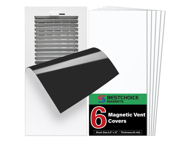 6 Pack Magnetic Vent Cover Strong Vent Cover 5.5x12inch High Strength Magnetic Vent Cover for Floor Wall and Ceiling Registers Home HVAC and AC Vents