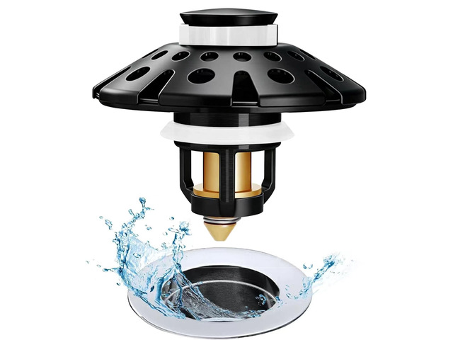 Bathroom Sink Drain Strainer, 3 in 1 Pop Up Bathroom Sink Stopper Universal Drian Plug with Hair Catcher Cover, for 1.06 in to 1.6 in Sink Drain,...