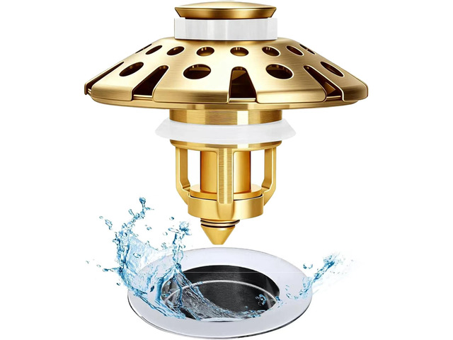 Bathroom Sink Drain Strainer, 3 in 1 Pop Up Bathroom Sink Stopper Universal Drian Plug with Hair Catcher Cover, for 1.06 in to 1.6 in Sink Drain,...