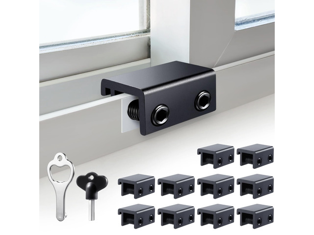 Window Locks Security, Anti-Fall Aluminum Window Stopper (10 Sets) Window Locks for Up and Down Windows & Horizontal Windows, Sturdy Sliding Window...