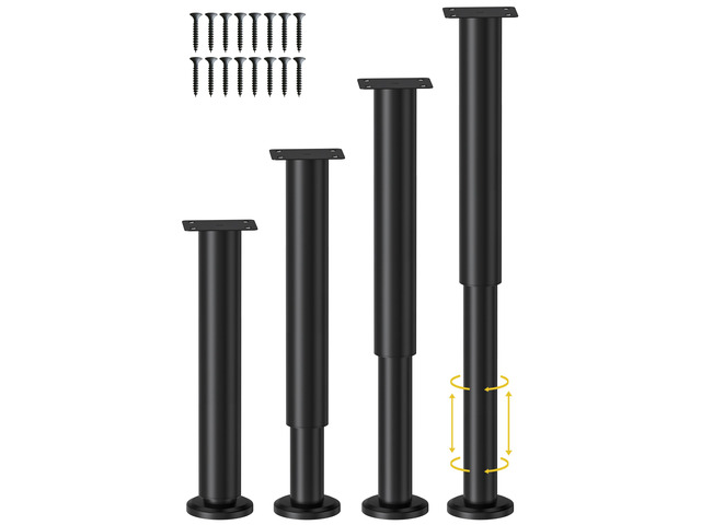 4 Pcs Adjustable Height Bed Support Legs for Bed Frame/Bed Center Slat, Metal Adjustable Furniture Legs 10-17 inch for...