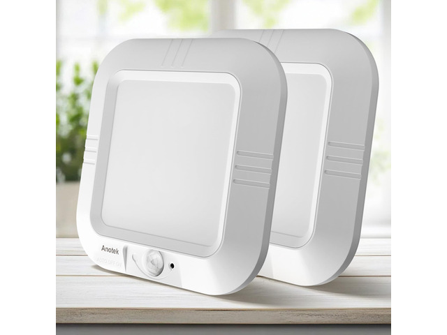 Motion Sensor Battery Powered Ceiling Light, Closet Light 2-Pack Battery Operated, Motion Activated, Indoor Use for Closet Stair Pantry Hallway...
