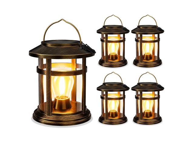 Solar Lantern Outdoor Waterproof, 4 Pack Bright Hanging Solar Lights for Outside Decorative, Upgraded Solar Powered Lanterns LED Lighting for...