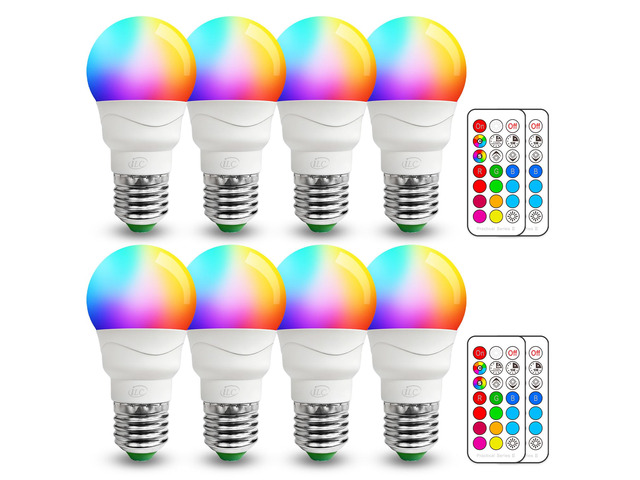 RGB LED Light Bulb, Color Changing Light Bulb, 40W Equivalent, 450LM, 2700K Warm White 5W E26 Screw Base RGBW, 12 Color Choices - Timing Infrared...