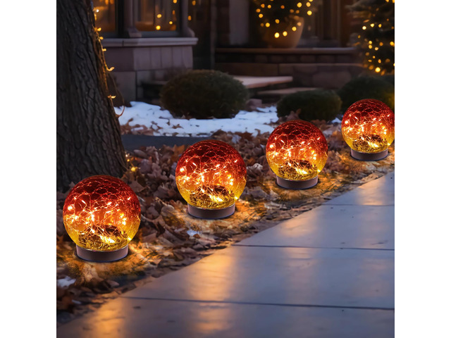 Solar Globe Lights Outdoor Waterproof-Solar Balls-Solar Garden Lights Orbs Solar Globe Lights for Outside 6 Pack Cracked Glass Ball for Lawn Patio...