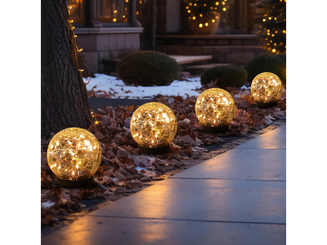 Solar Globe Lights Outdoor Waterproof-Solar Balls-Solar Garden Lights Orbs Solar Globe Lights for Outside 6 Pack Cracked Glass Ball for Lawn Patio...