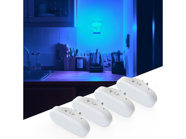 Blue Night Lights Plug into Wall with Dusk to Dawn Sensor Dimmable Night Lights Plug Into Wall,for Kids Room Bedroom Stair,Blue Night Light,1W,4 Pack