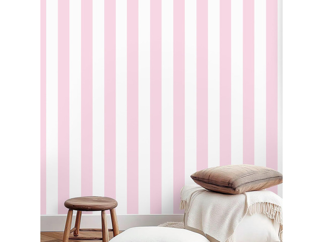 Pink and White Peel and Stick Wallpaper Striped Cute 17.7'x393' Stripe Contact Paper for Cabinets Modern Stripes Self-Adhesive Removable Wall Paper...
