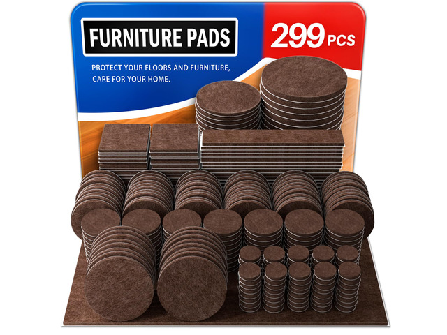 299 PCS Felt Furniture Pads for Hardwood Floors Felt Pads for Chair Leg Floor Protectors,Self-Adhesive Felt Pads Reduce Noise and...