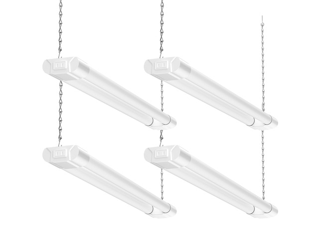 4Pack 2FT LED Shop Light, 65000K, 2200LM, Linkable for Garage Super Bright Cool Daylight White, Ceiling + Hanging Mount Durable Integrated Utility...