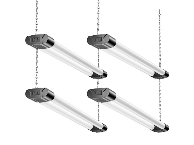 4Pack 2FT LED Shop Light, 65000K, 2200LM, Linkable for Garage Super Bright Cool Daylight White, Ceiling + Hanging Mount Durable Integrated Utility...