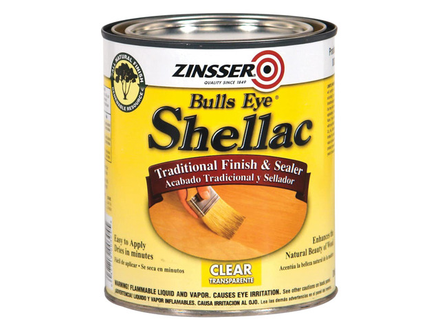 Clear Shellac, 1 Qt Bulls Eye Clear shellac, Quart. Fast-dry natural shellac seals & finishes wood, blocks stains & knots; classic warm/clear. -...