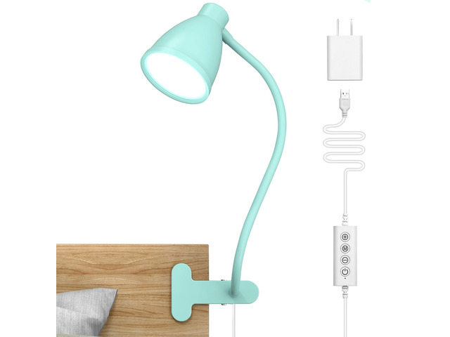 Desk Lamp with Clamp, Clip on Light, 5 Color 10 Brightness, Teal 10W 38 LED Flexible Gooseneck Clip Lamp, Auto Off Timer, Desk Lights for Office...