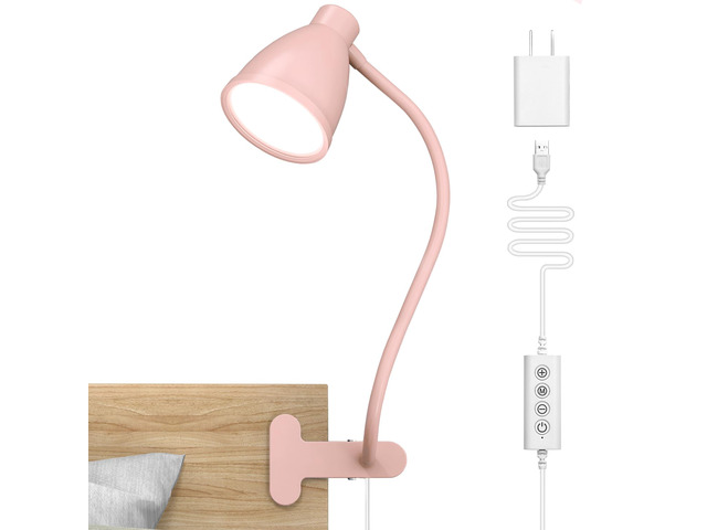 Cute Desk Lamp with Clamp Clip on Light, 5 Color 10 Brightness, Pink Flexible Gooseneck Pink Lamp 10W 38 LED Auto Off Timer Kawaii Accessories Desk...
