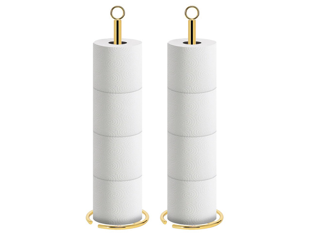 Bath Toilet Paper Holder Stand, Freestanding Tissue Paper Storage with Reserve, Space Toilet 4 Rolls Holder for Bathroom/Kitchen Countertop-All...
