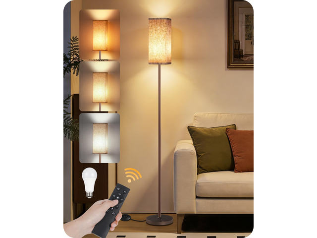 64.2'' Dimmable Floor Lamp for Living Room with Remote and Foot Switch, Corner Floor Lamp for Bedroom, Includes 10W A19 Bulb, Modern Standing Tall...