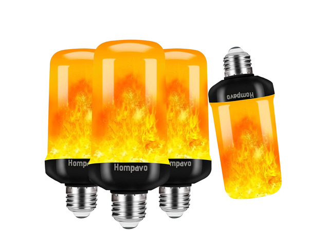 Upgraded LED Flame Light Bulbs, 4 Modes Flickering Light Bulbs with Upside Down Effect, E26/E27 Flame Bulb for Halloween, Christmas, Party, Indoor...