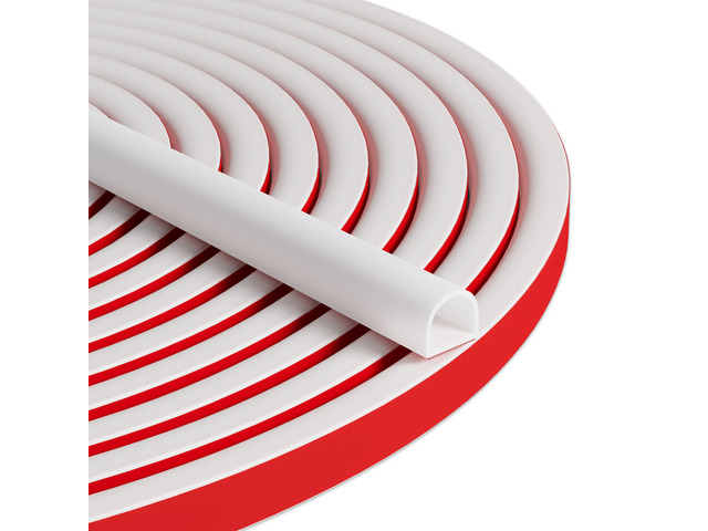 20FT Weather Stripping Door Seal, Self-Adhesive Silicone D-Shaped Seal Strip for Door Frame & Window Gaps, Soundproof Insulation Gap Filler