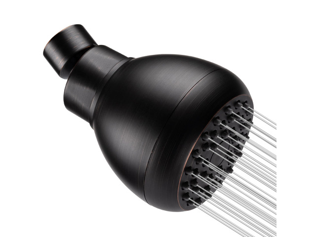 Fixed Shower Head High Pressure 3 Inch Showerhead Oil Rubbed Bronze 360 Rotatable Design, Self Cleaning Silicone Nozzles, Adjustable Swivel Brass...