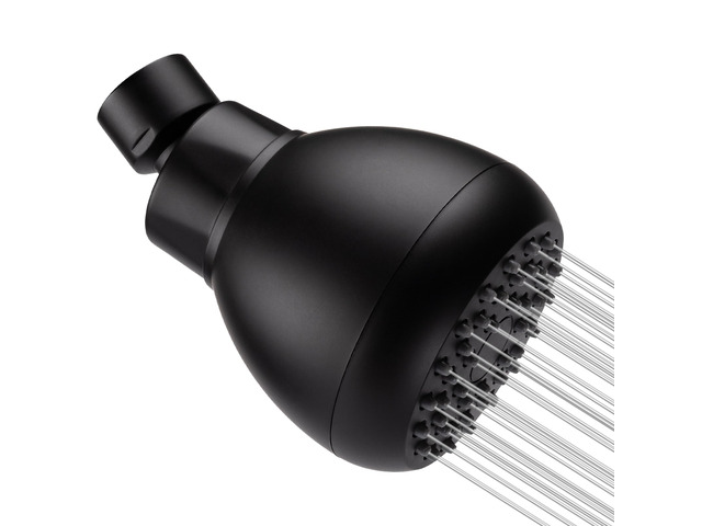 Fixed Shower Head High Pressure 3 Inch Showerhead Matte Black 360 Rotatable Design, Self Cleaning Silicone Nozzles, Adjustable Swivel Brass Ball...