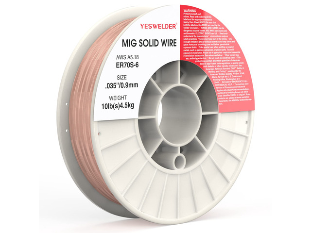 MIG Welding Wire, ER70S-6 Solid Carbon Steel 0.035 in, 10 lb spool with high feedability, smooth, consistent wire handling