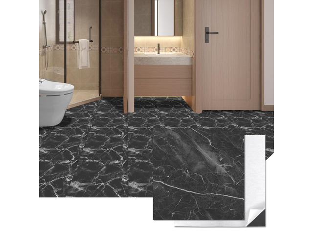 30-Pack Peel and Stick Vinyl Floor Tiles, 12 x 12 in, Dark Marble Anti-Slip, Waterproof, Stain-Resistant, Simple to Clean, Durable, Premium Vinyl,...