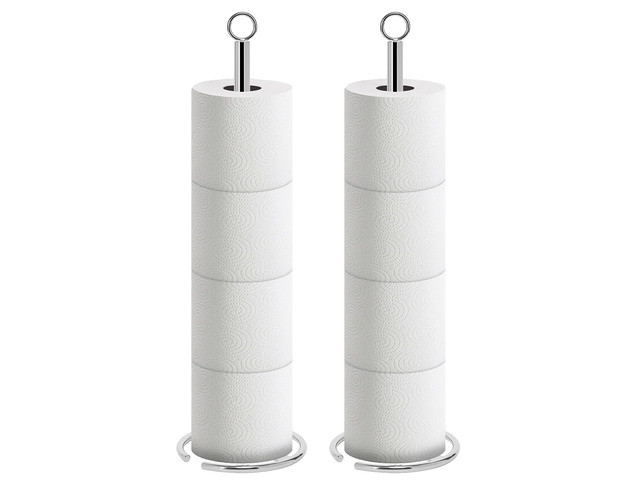 Bath Toilet Paper Holder Stand, Freestanding Tissue Paper Storage with Reserve, Space Toilet 4 Rolls Holder for Bathroom/Kitchen Countertop-All...