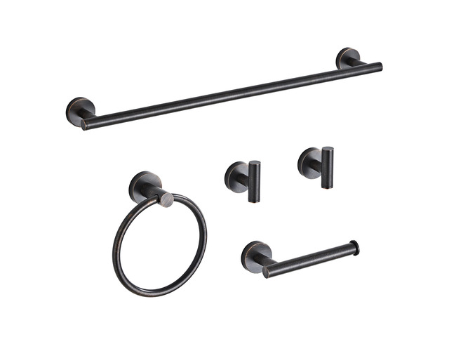 Oil Rubbed Bronze Bathroom Hardware Set 5 Piece with Towel Racks for Bathroom, SUS304 Stainless Steel Bath Towel Bar Set, 24 Inch Wall Mounted...