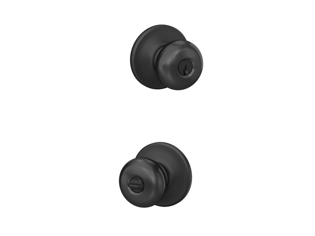 Plymouth Keyed Entry Door Knob, Interior/Exterior, Matte Black Keyed entry door knob with turn-button lock, Easy to install, Certified security &...