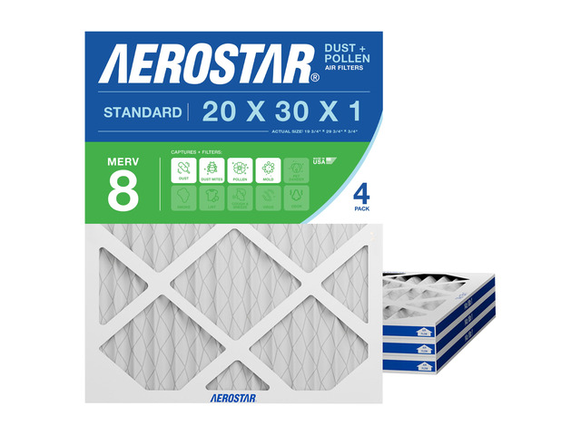 Air Filter 20x30x1 MERV 8 AC Filter, HVAC, Furnace Filter, 4 Pack ACTUAL SIZE (19.75 x 29.75 x 0.75) AC Filter, HVAC, Furnace Filter Captures Dust,...