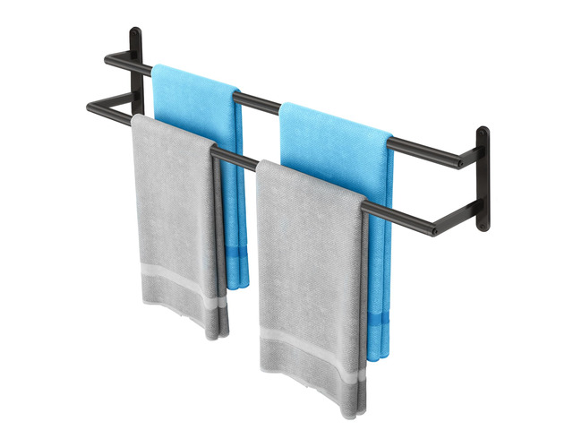 32Inch Double Towel Bar, Towel Rack for Bathroom, Stainless Steel Double Bath Towel Bar, Wall Mounted Towel Holder, Matte Black