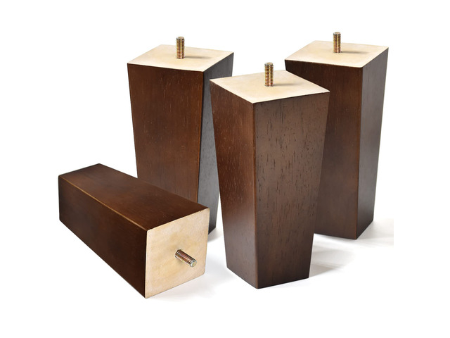 6 inch Sofa Legs Wood Furniture Legs Pack of 4 Pyramid Couch Legs Mid-Century Modern Brown Replacement Legs for Chair Recliner