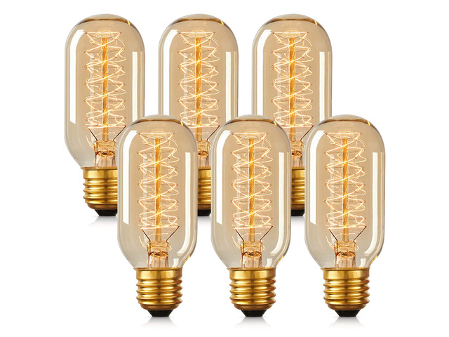 Edison Bulbs, Light Bulbs, Incandescent, Warm White, 40 Watt Amber Glass, T45, 110-130 Volts, E26 Base Incandescent Dimmable Decorative Antique...