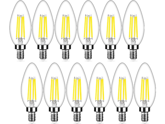 12-Pack Dimmable E12 LED Candelabra Bulbs 40Watt Equivalent, 5000K Daylight White, 450Lumens, 4W B11 Vintage Chandelier Light Bulbs, LED Filament...