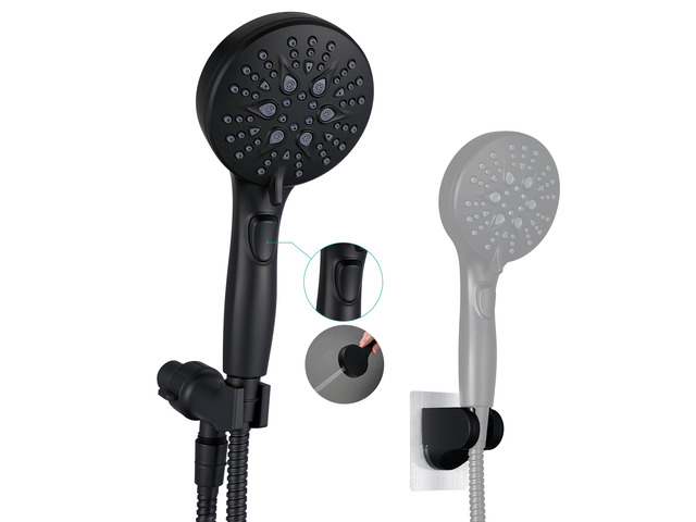 Handheld Shower Head with ON OFF Switch & 79in Stainless Steel Hose Built-in Power Spray,7-Setting High Pressure Spray with Bracket & Extra No...