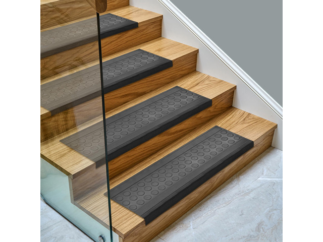 Bullnose Stair Treads Outdoor Coin Heavy-Duty Non-Slip Stair Mats Best Grip on Concrete, Brick & Textured Step Fastening Required for Wooden &...