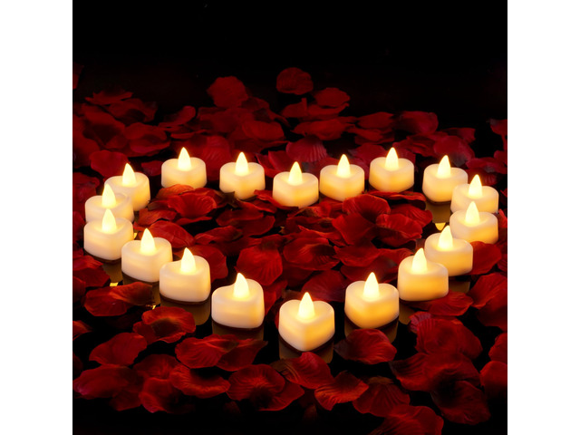 4000 Pieces Artificial Rose Petals with 50 Heart LED Tea Lights Candles Kit, Rose Petals and Candles Set for Proposal, Anniversary, Special...