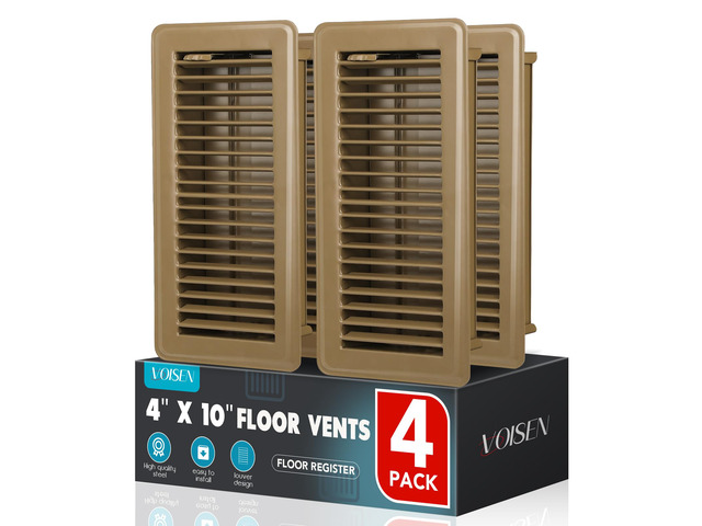 Floor Register 4x10, 4 Pack Brown Floor Vent Covers Heavy Duty Steel Walkable Floor Vents,Vent Covers for Home Floor