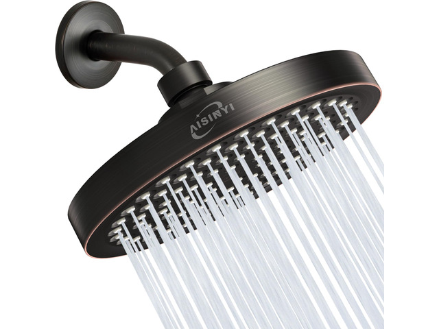 6' Rain Shower Head & 6' Shower Arm, Luxe Oil Rubbed Bronze Finish High Pressure 6 Inch Fixed Showerhead, Adjustable Replacement, 90 Nozzles,...
