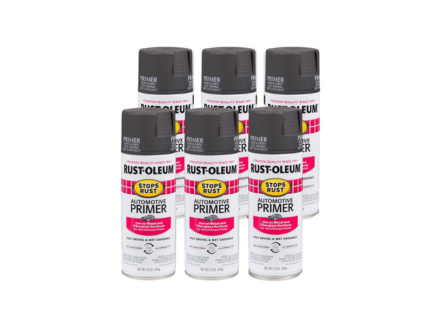 Stops Rust Automotive Primer Spray, Flat Dark Gray Rust Resistant, Indoor and Outdoor, Beautiful Finish on Metal, Wood and More, Sprays from Any...