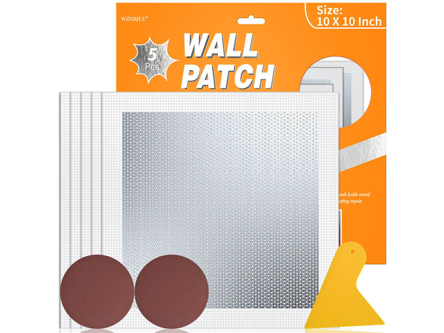 Wall Patch Drywall Repair Kit, 10 x 10 Inch, Self-Adhesive Mesh Patch, Permanently Repairs Damaged Large Walls Hole and Ceilings