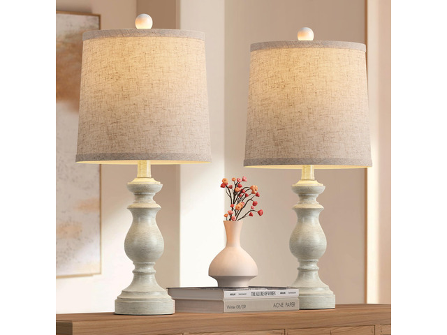 Traditional Table Lamp Set of 2, Rustic Farmhouse Table Lamps for Living Room Bedroom, 22' Bedside Desk Lamps Vintage Nightstand Lamps with Linen...