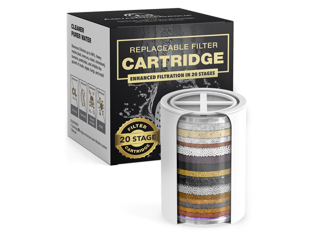 20-Stage Filter Replacement Cartridge, No Housing, Fits 15/20 shower filter cartridge, reduces chlorine heavy metals sediment, Vitamin C and E,...
